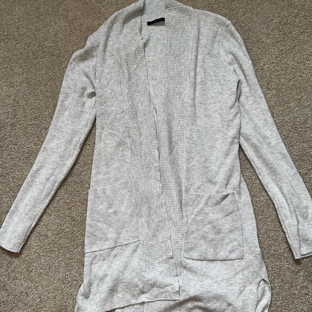 Cyrus Light Gray Open-Front Cardigan